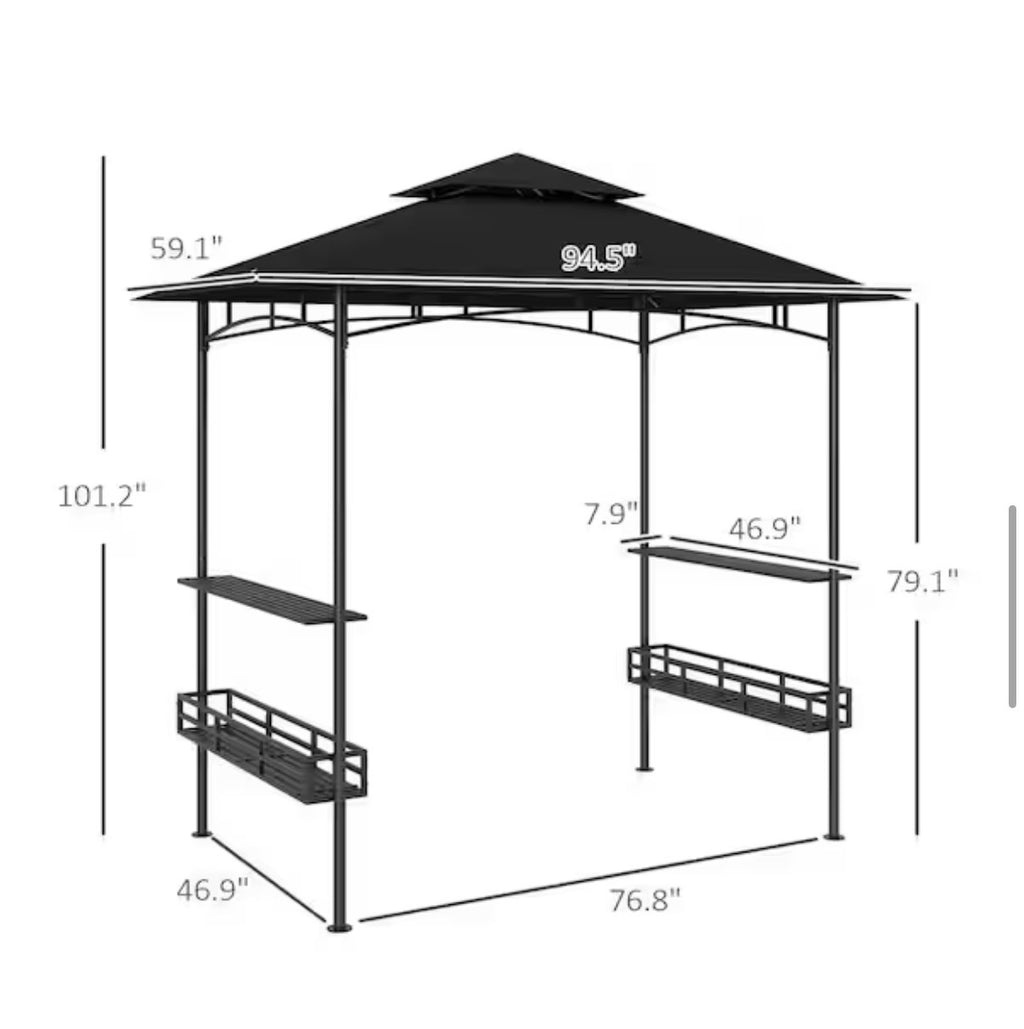 8 ft. x 5 ft. BBQ Gazebo with 2 Side Shelves
