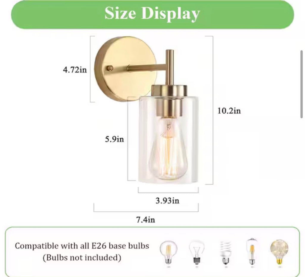 2-Pack Brass Modern Wall Sconce