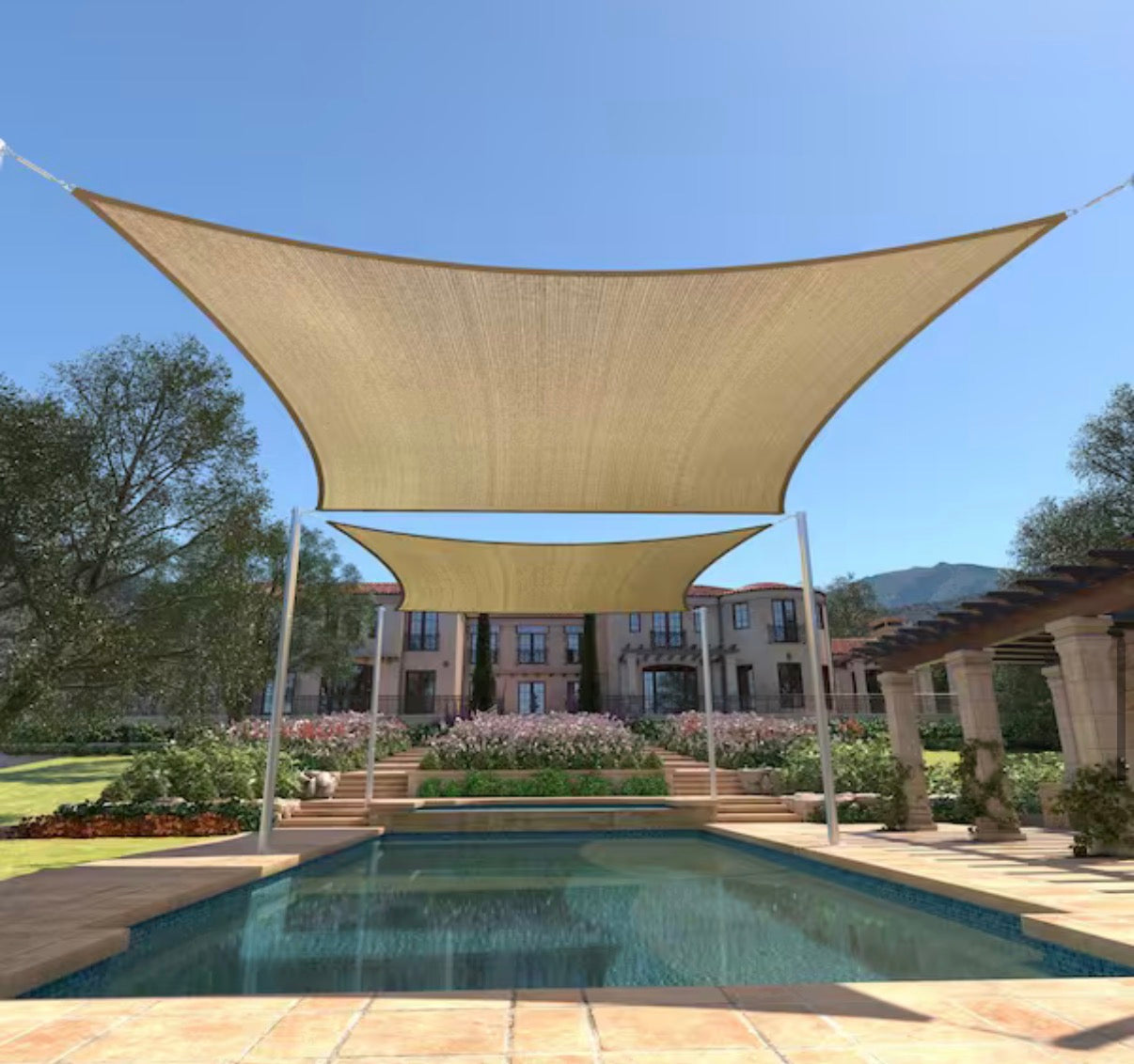 8 ft. x 10 ft. Sand Beige Rectangle Sun Shade Sail Screen Canopy