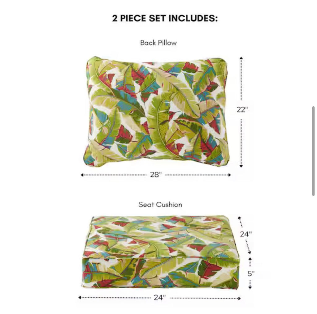 24 in. x 24 in. 2-Piece Outdoor Deep Seat Lounge Chair Cushion
