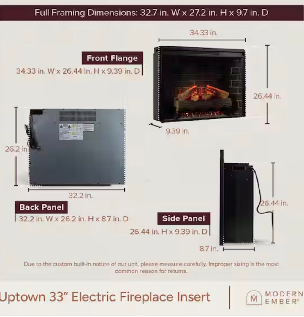 Uptown 33 in. Smart Electric Fireplace Wi-Fi and Remote Controlled