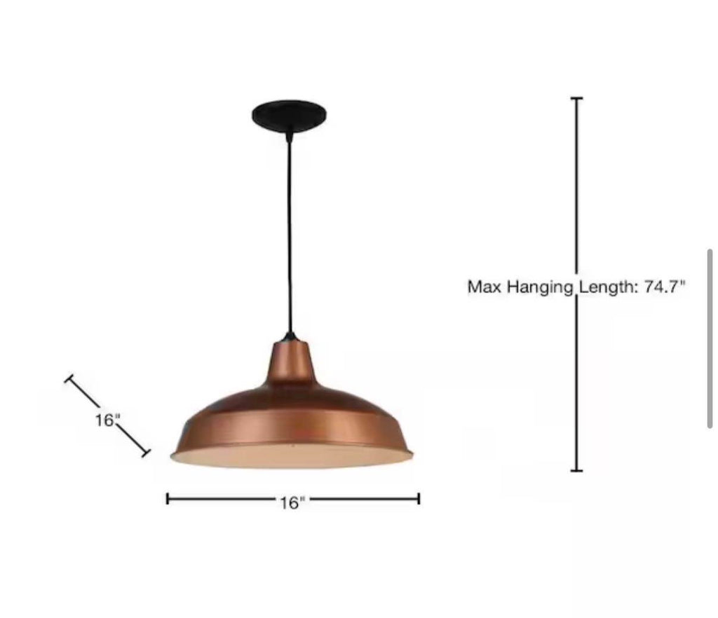 Vintage Copper Warehouse Pendant Light with Metal Shade