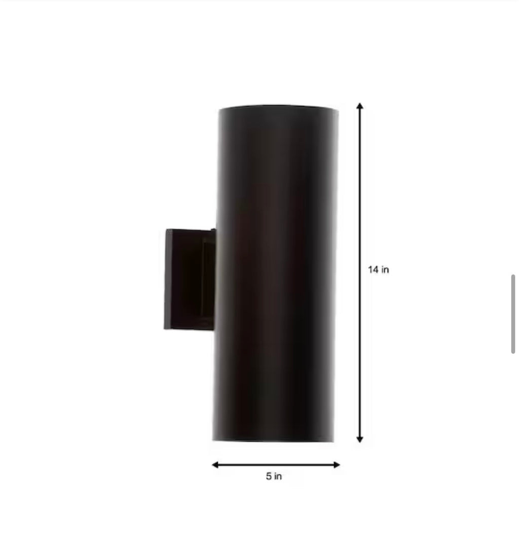 5" Antique Bronze Modern Outdoor Wall Lantern Cylinder Light