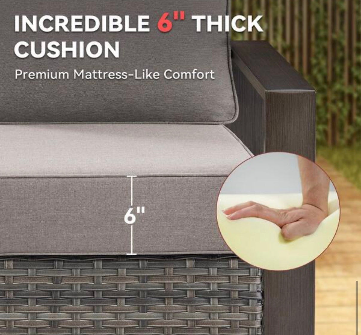 24 in. x 24 in. x 6 in Outdoor Cushion   Beige (3-Set)