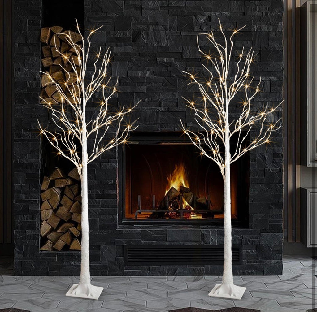 2 Pack 5 Feet Birch Tree with LED Lights