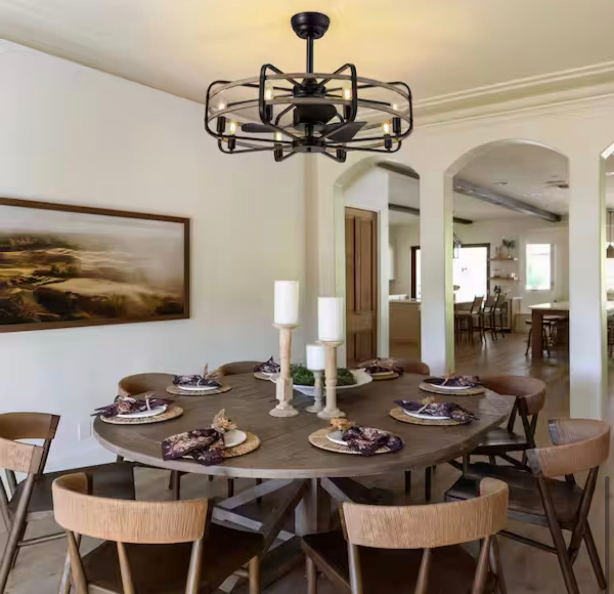30 in. Black Caged Chandelier Ceiling Fan