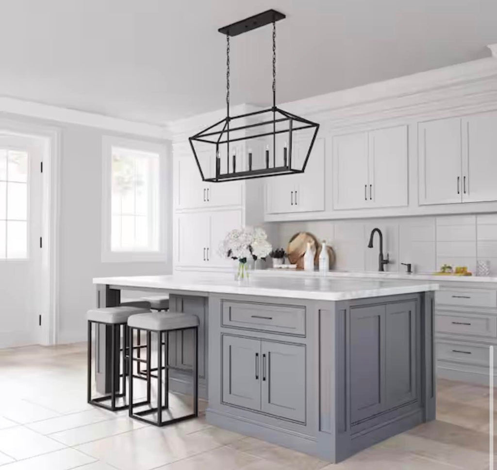 5-Light 40 in. Wide Taper Candle Matte Black Chandelier