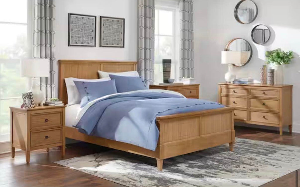 Marsden Patina Wood Finish 2-Drawer Cane Nightstand