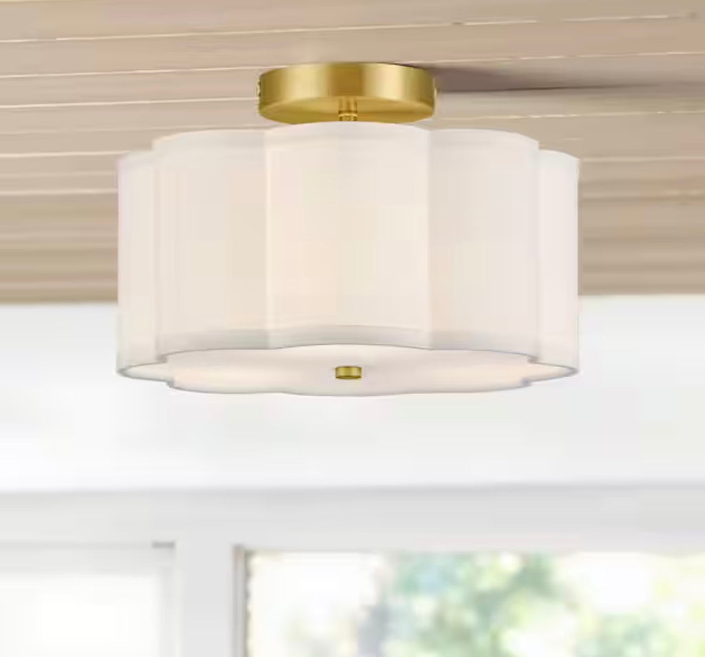 White LED Semi-Flush Mount Ceiling Light Fixture