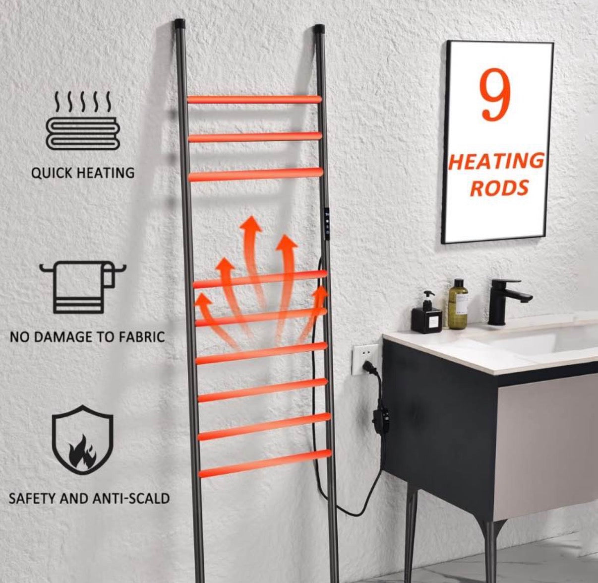 Smart WiFi Towel Warmer Voice Control Hot Towel Rack (used)