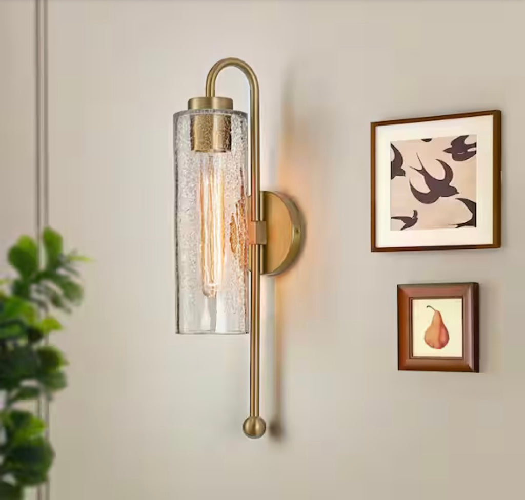 Miraletto 1-Light Cylinder Brushed Gold Wall Sconce