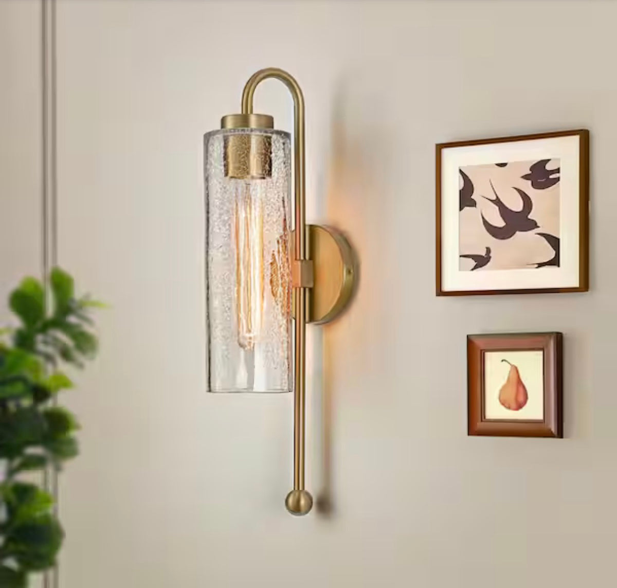 Miraletto 1-Light Cylinder Brushed Gold Wall Sconce