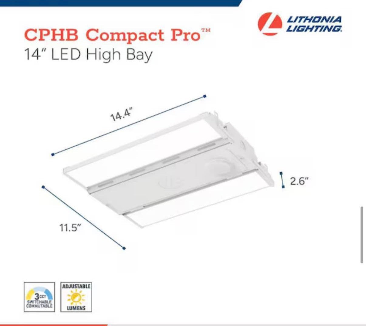 1.2 ft 250-Watt  Adjustable Lumen White High Bay Light