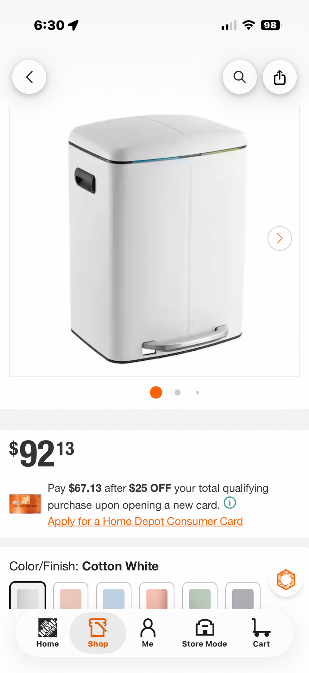 Marco 10.5 Gal. White Rectangular Double Bucket Trash Can