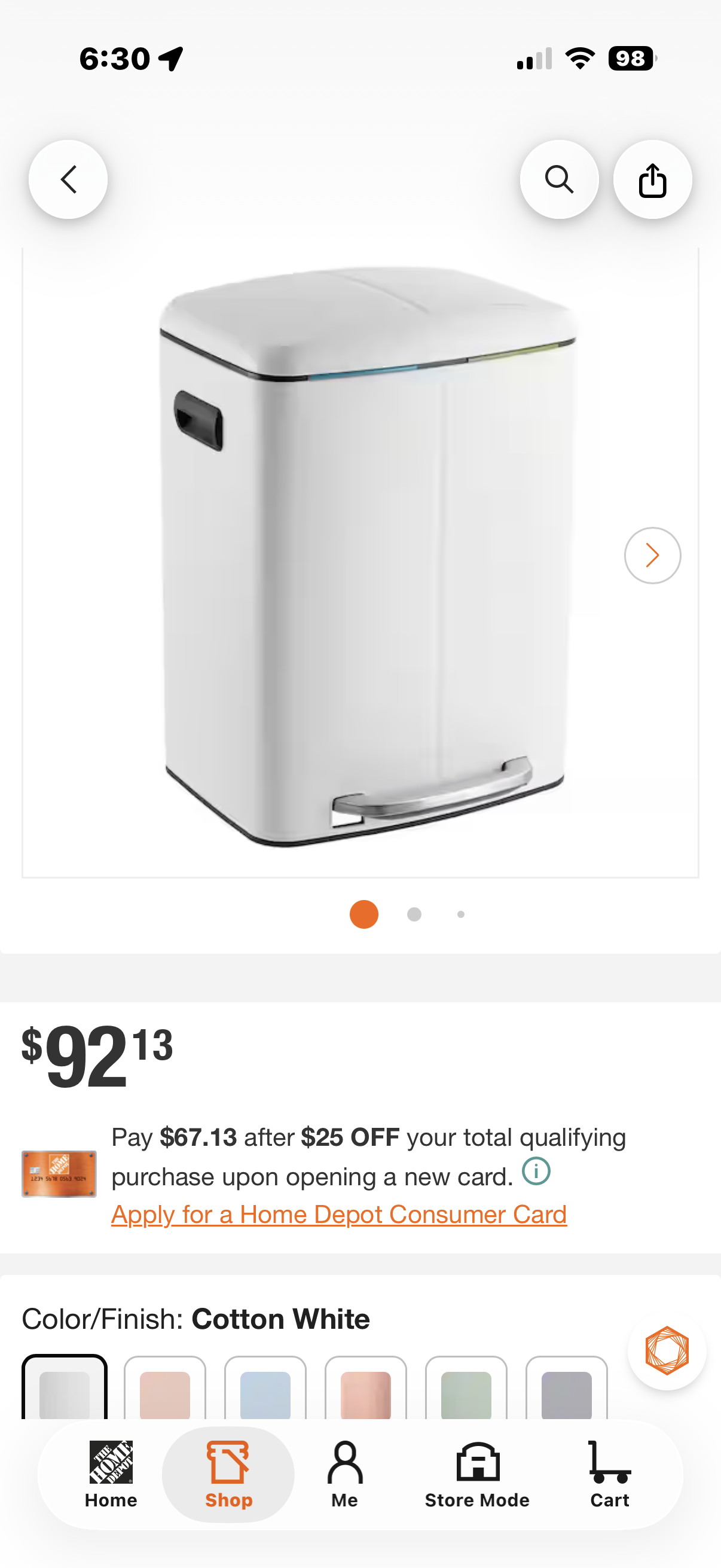 Marco 10.5 Gal. White Rectangular Double Bucket Trash Can