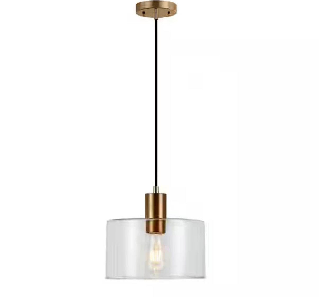 Henri 1-Light Glass Pendant with Brass Accents
