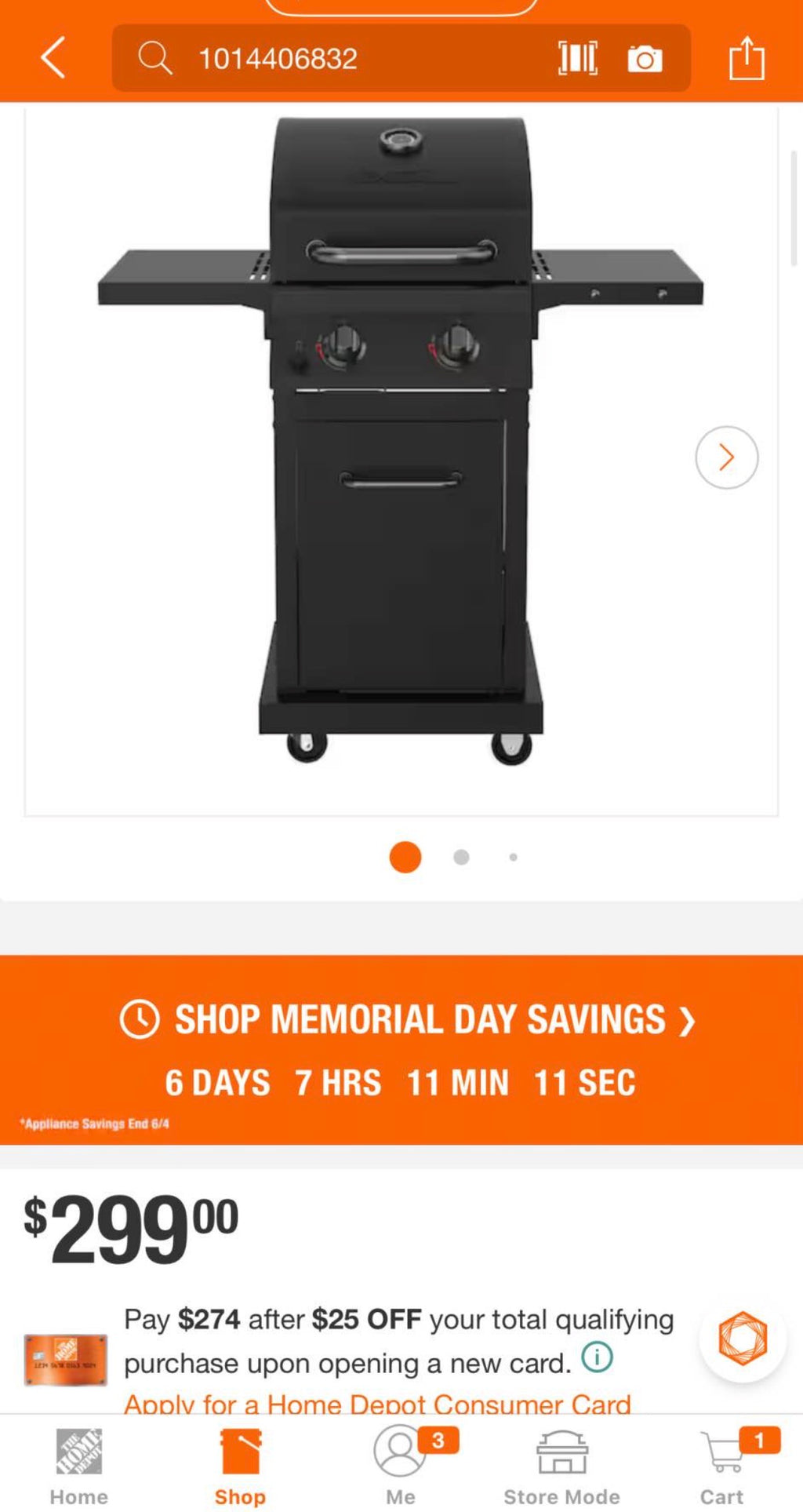 2 Burner Propane Gas Grill with Folding Side Shelves ( minor damage)