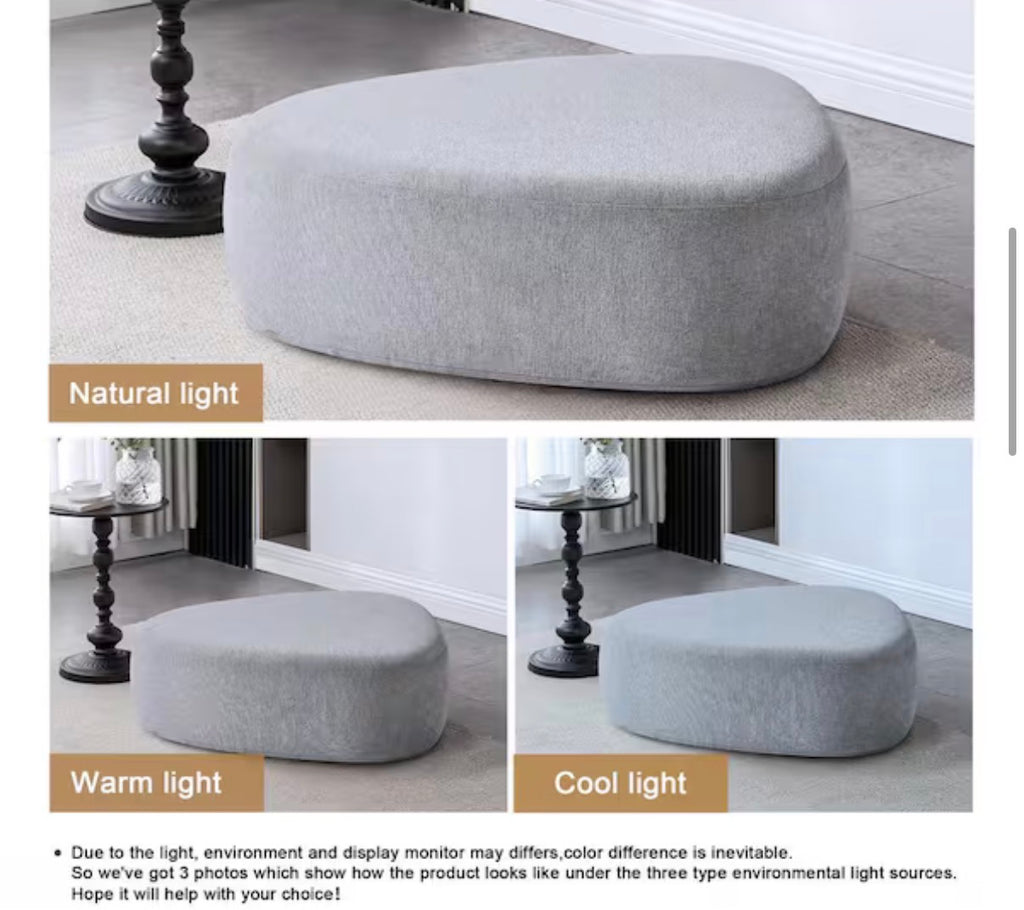 44 in. Modern Pebble-Shaped Gray Upholstered Ottoman