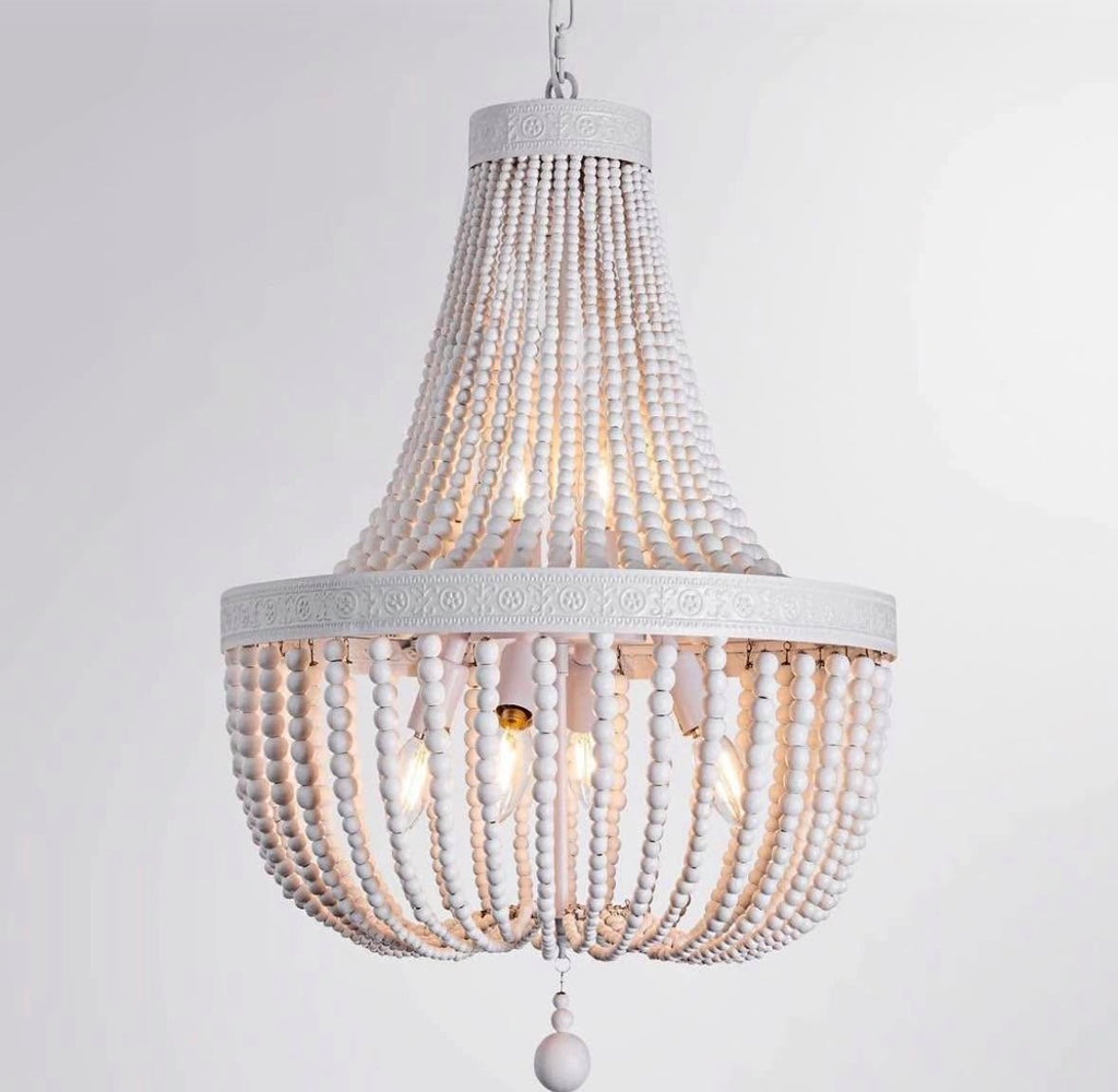 Boho Wood Bead Chandelier