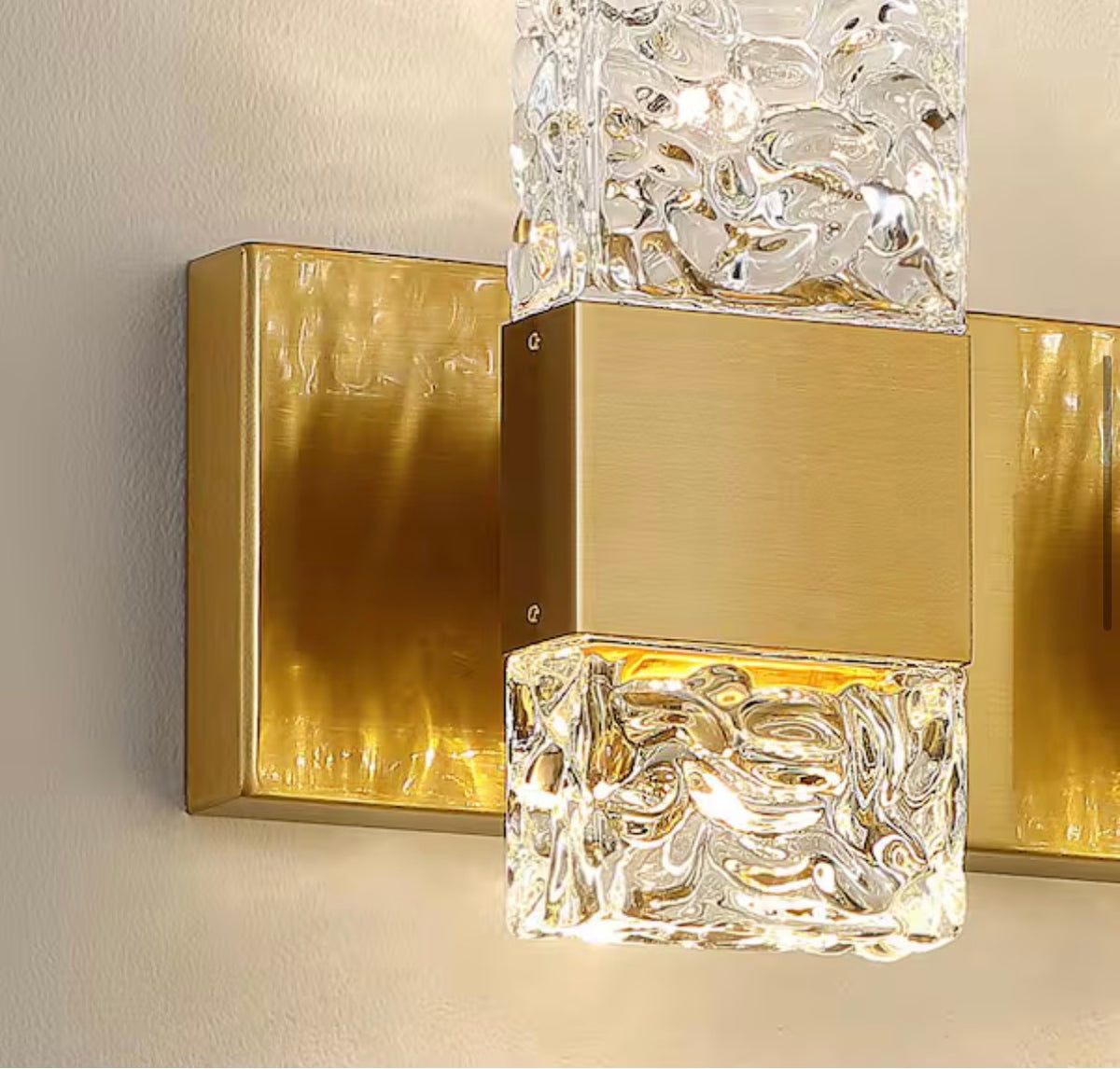 4-Light Brushed Gold LED Vanity Light with Crystal Glass
