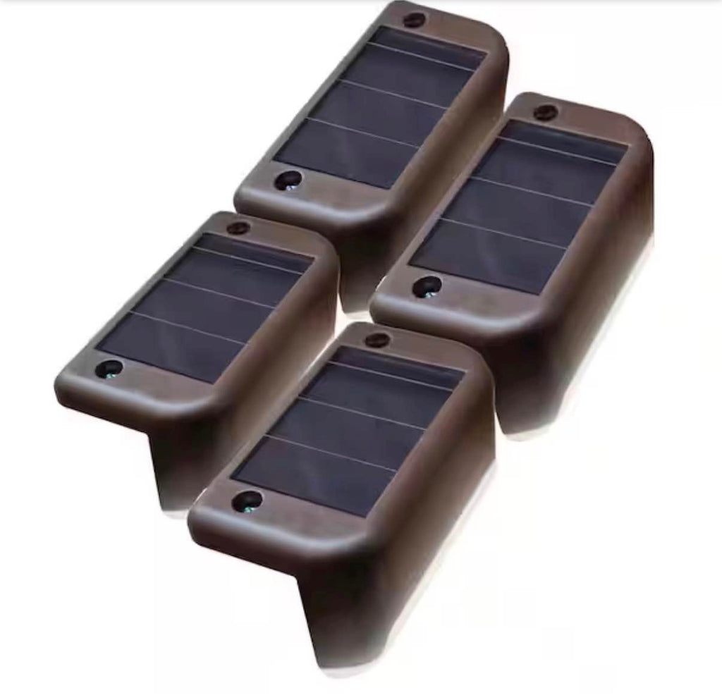 Brown Integrated LED Solar Powered Deck Rail Light (4-pack)