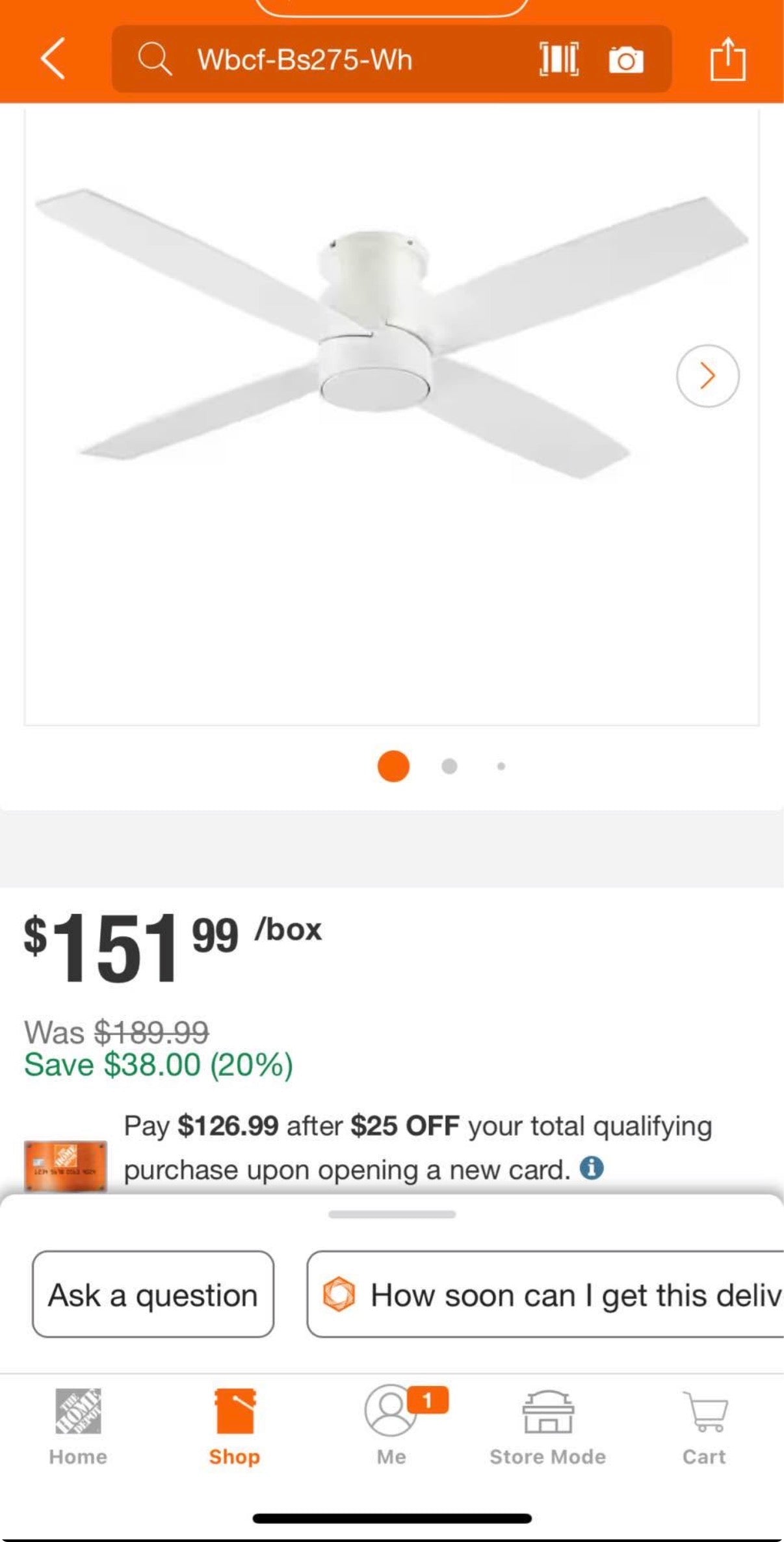 44 in. Indoor Ceiling Fan with remote control