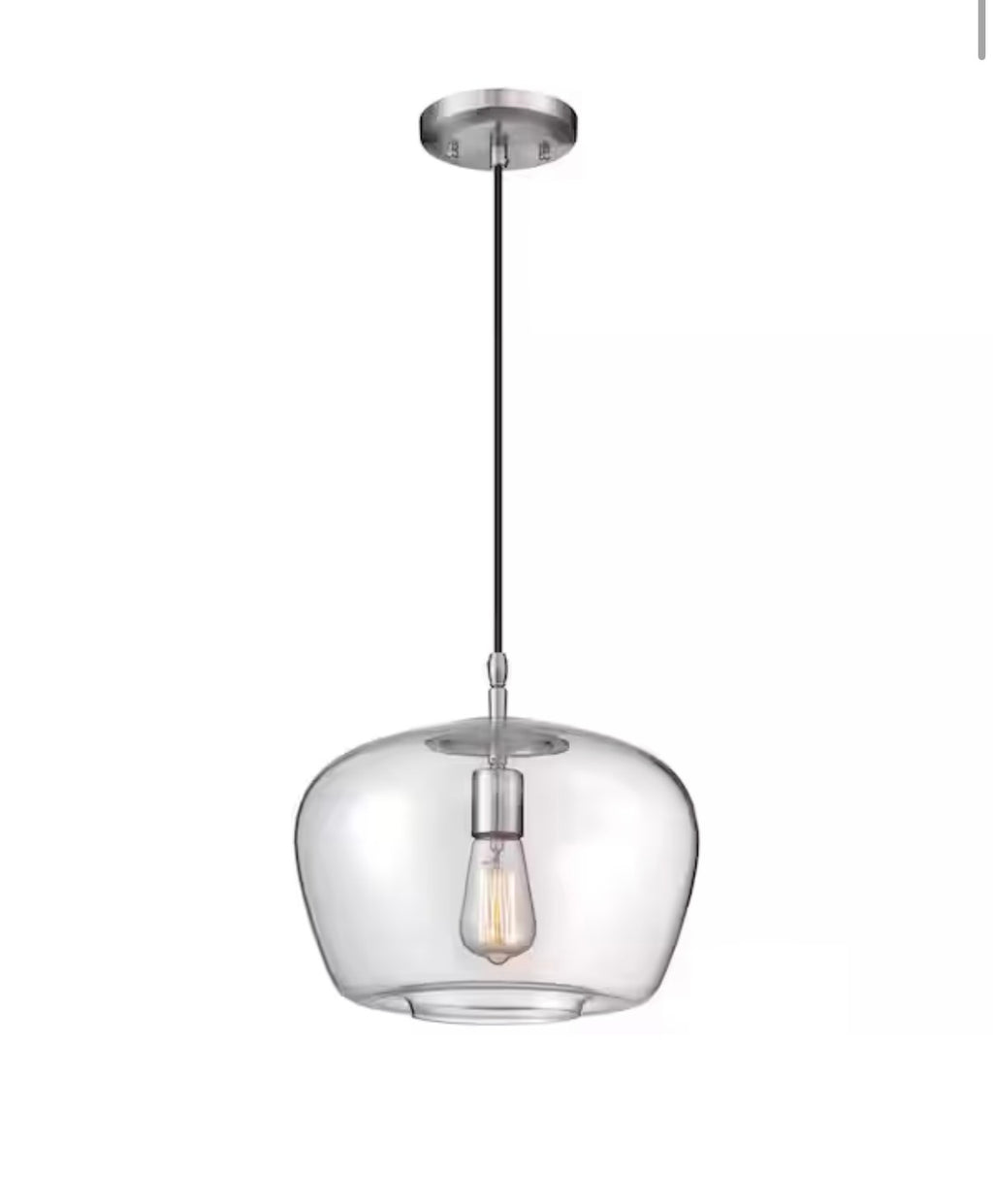 1 Light Mini Pendant in Brushed Nickel Finish with Clear Glass