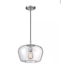 1 Light Mini Pendant in Brushed Nickel Finish with Clear Glass