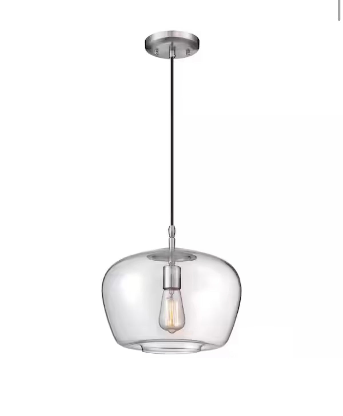 1 Light Mini Pendant in Brushed Nickel Finish with Clear Glass