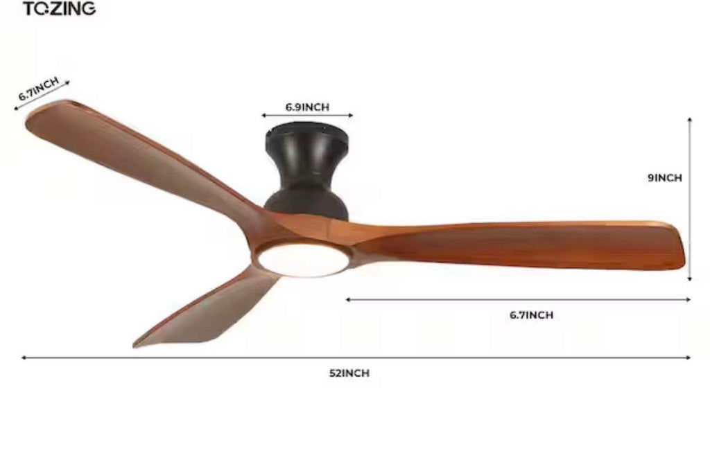 52 in. Indoor Solid Wood Ceiling Fan with LED Light
