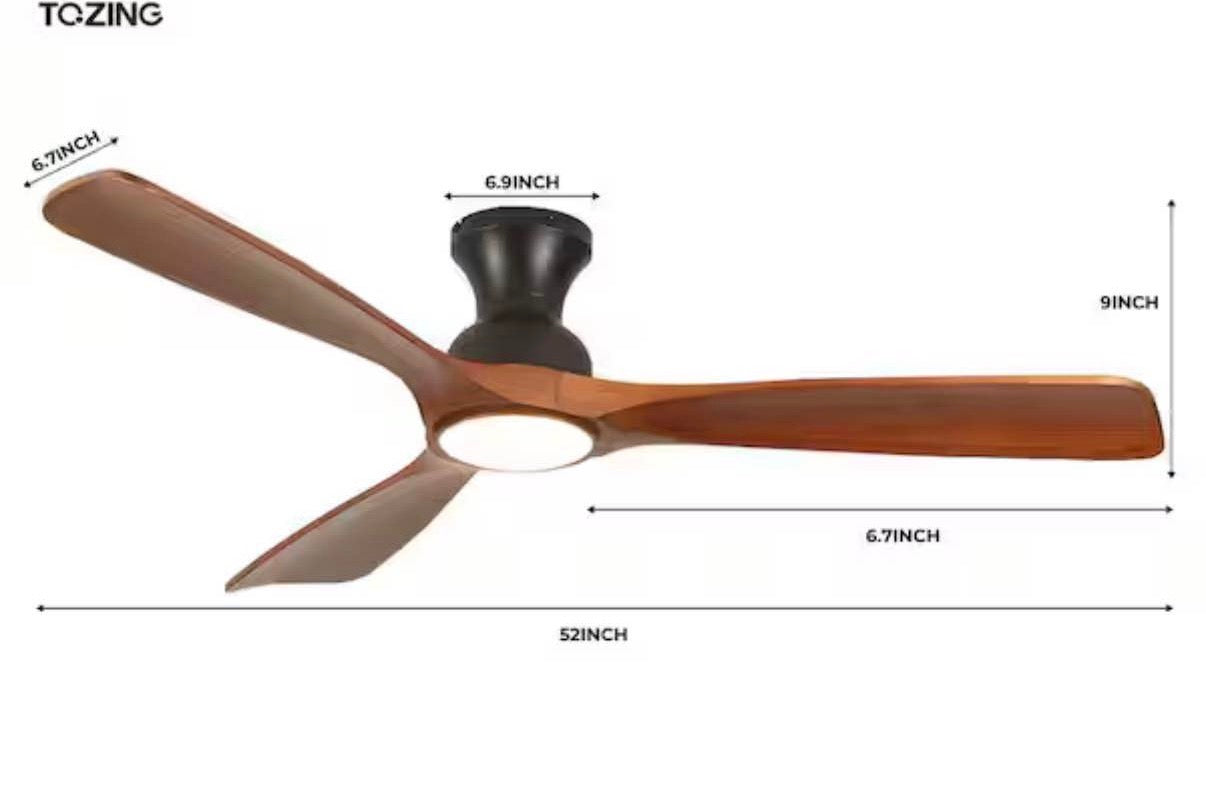 52 in. Indoor Solid Wood Ceiling Fan with LED Light