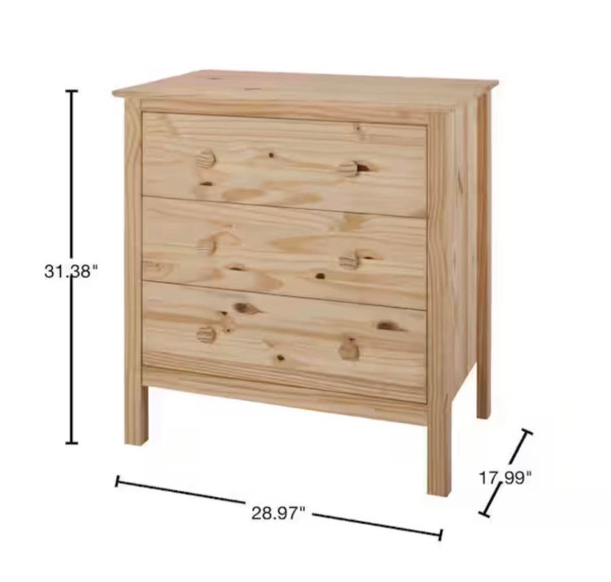 Unfinished 3-Drawer Chest , night stand ￼