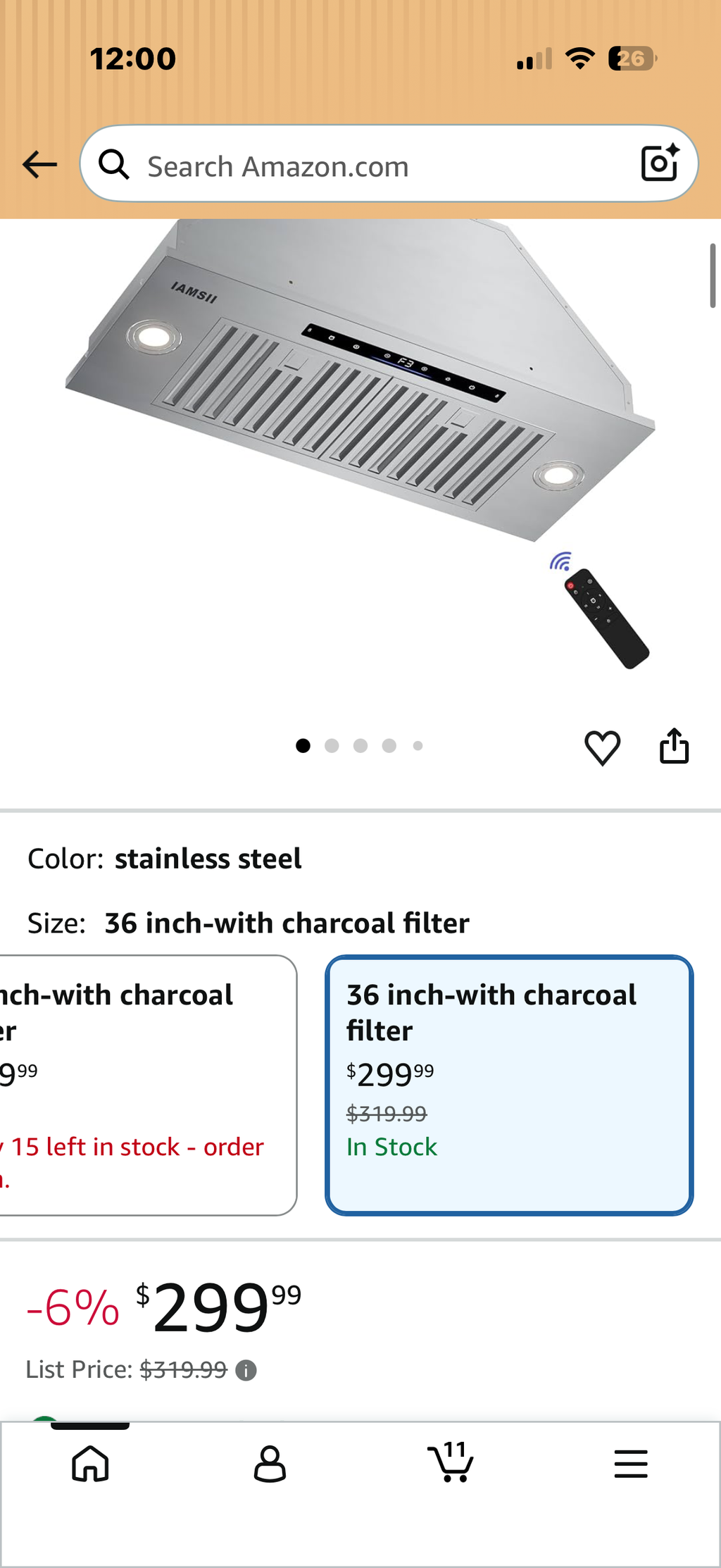 36 Inch Range Hood Gesture & Touch Control