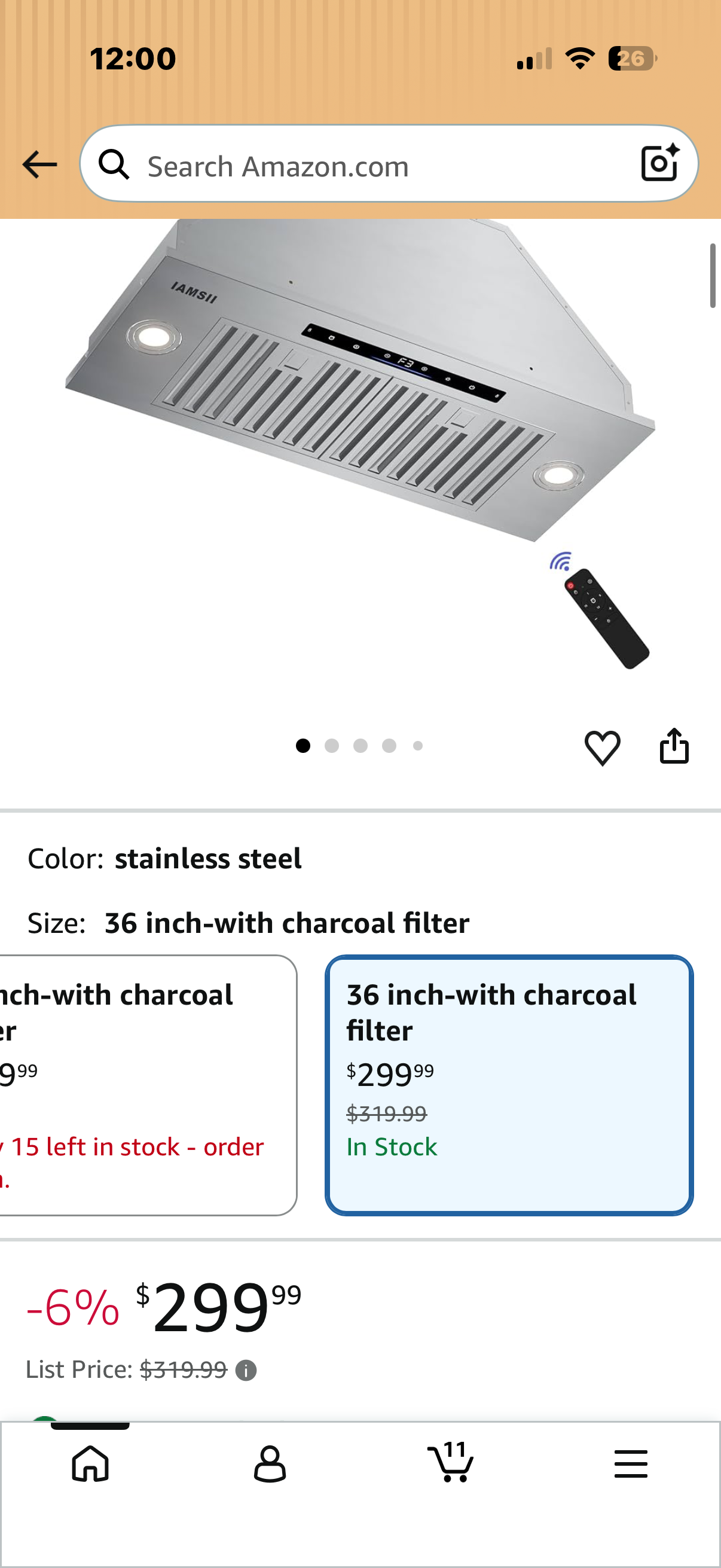 36 Inch Range Hood Gesture & Touch Control
