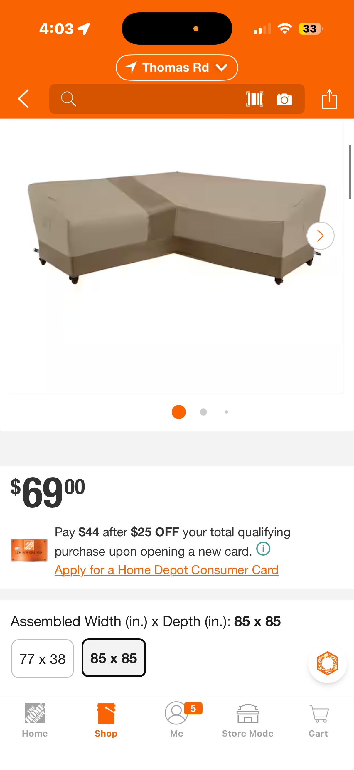 V-Shape Beige Patio Furniture Cover