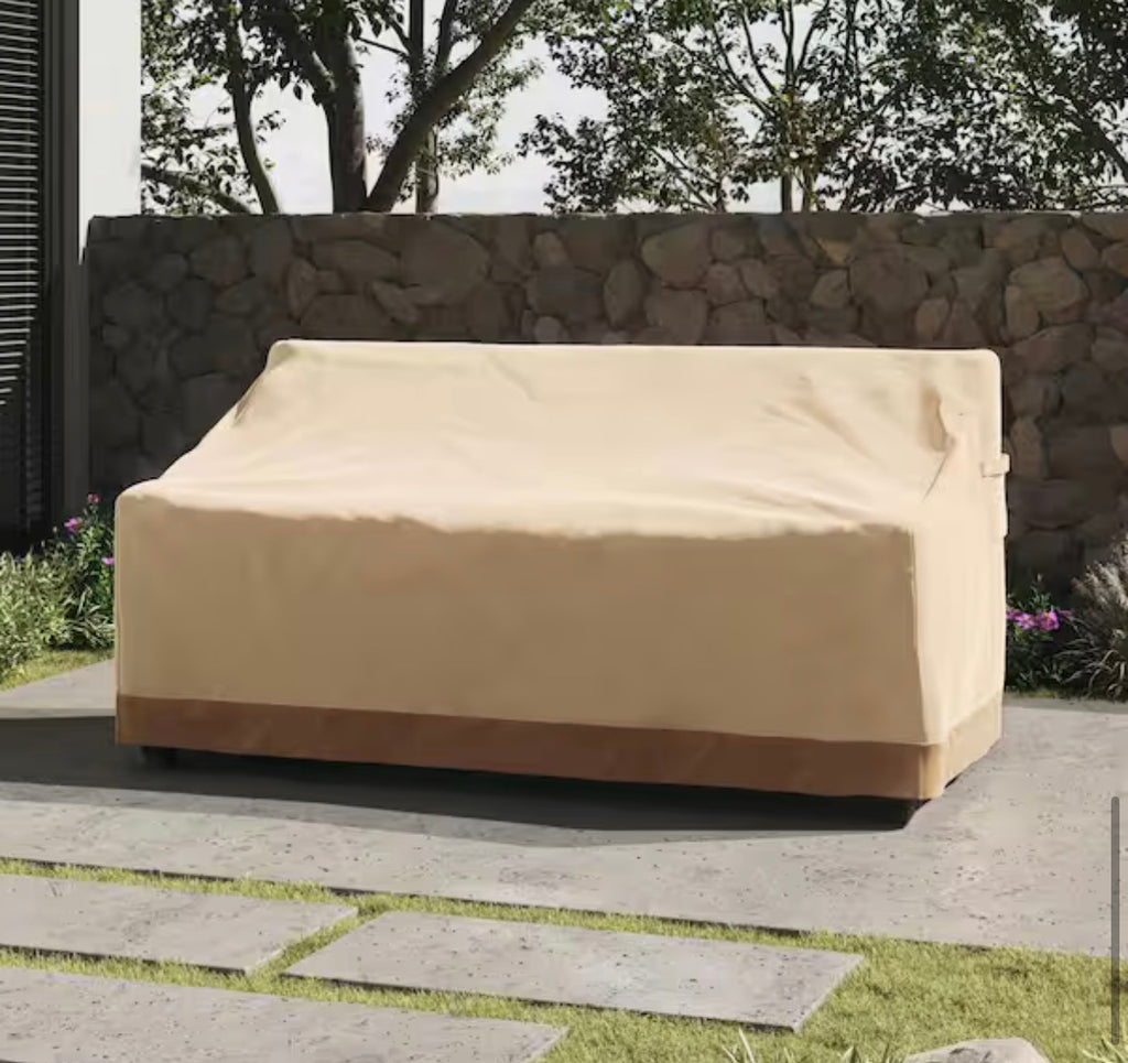 Beige Heavy-Duty Outdoor Couch Cover
