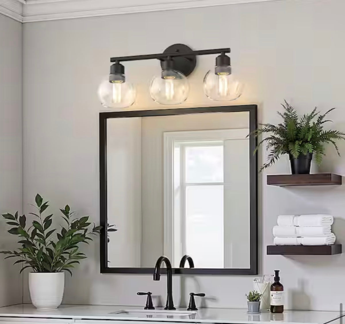 3-Light Bathroom Vanity Light Fixtures Over Mirror