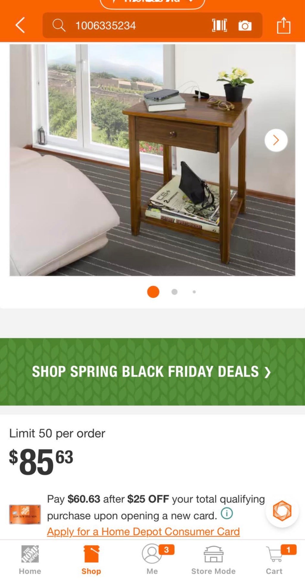 Night Owl Brown  Nightstand with USB Port