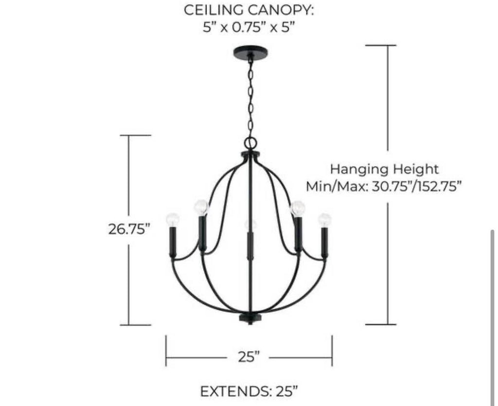 Madison 5-Light Chandelier in Matte Black