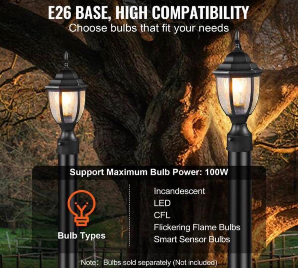 2 PCs Dusk to Dawn Outdoor Post Light