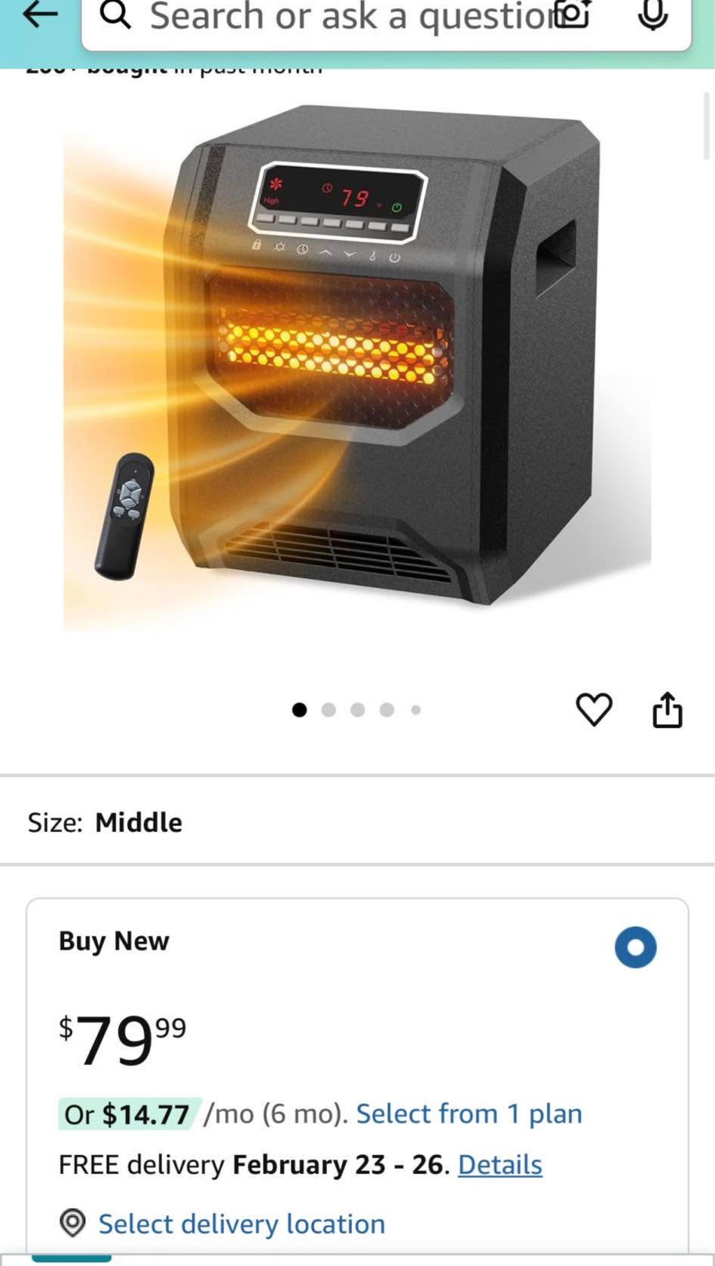 Infrared Space Heater 3 Mode 1500W