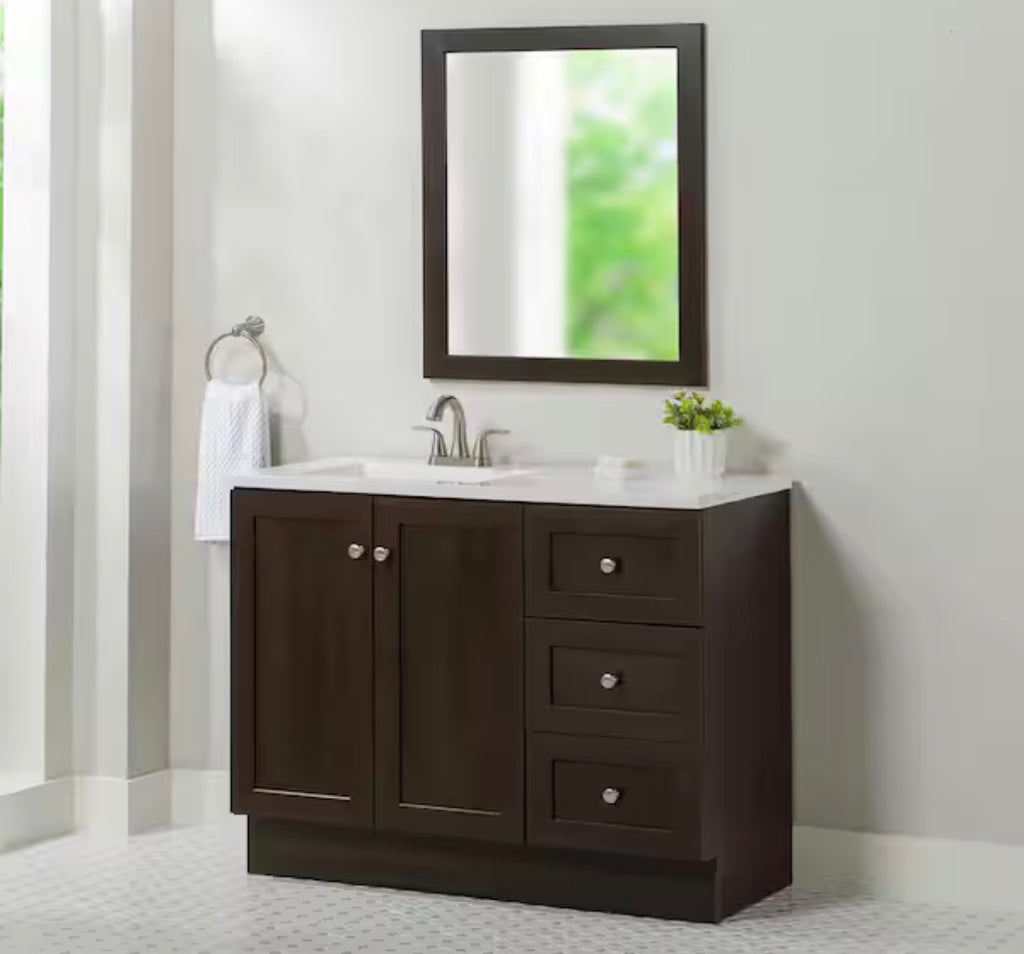 43 in. Single Sink Dusk Freestanding Bath Vanity with White Cultured Marble Top