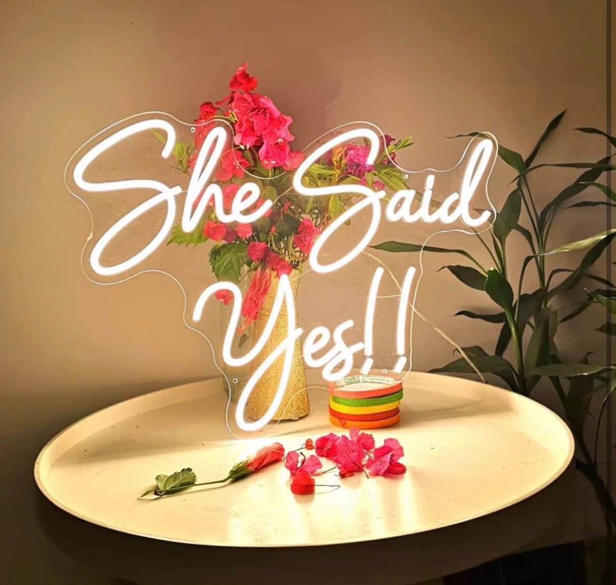 Large She Said Yes Neon Sign for Wedding