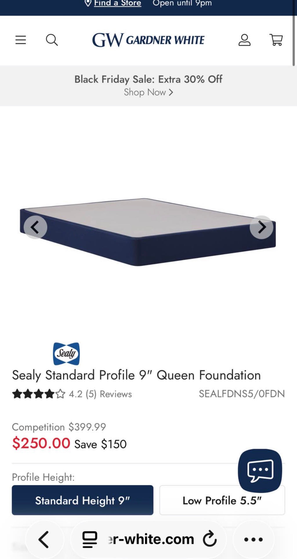 Sealy 2025 9" Flat foundation  Queen