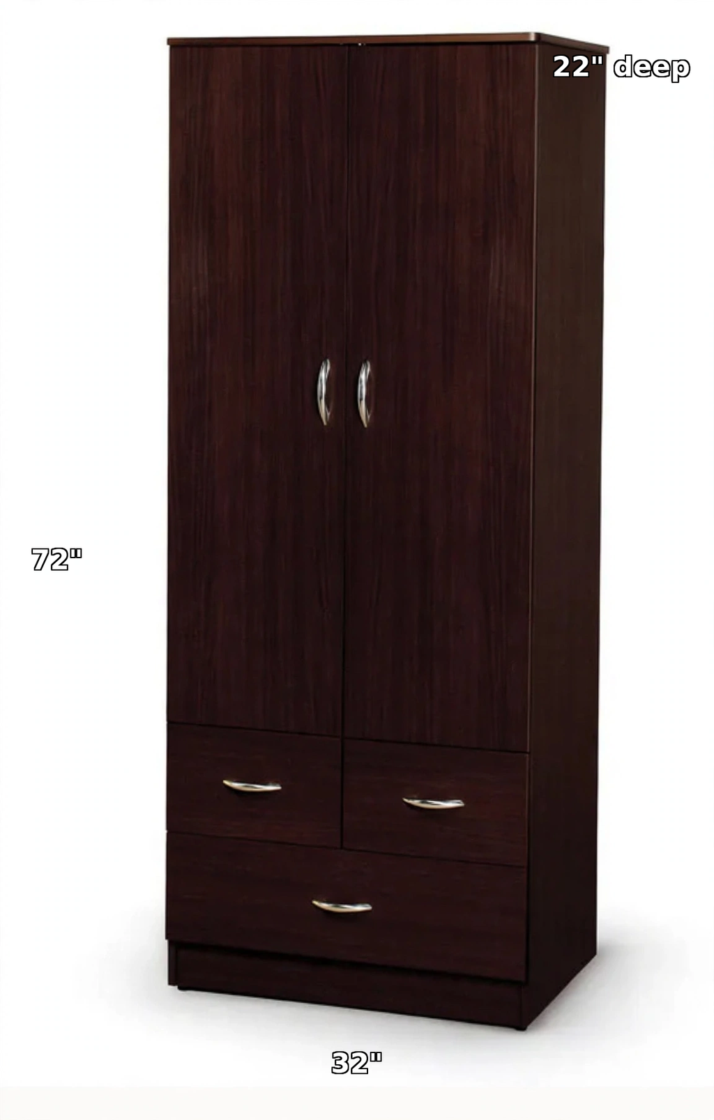Acme Yorktown Espresso Wardrobe — 2 Doors + 3 Drawers
