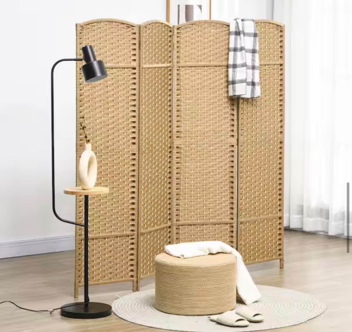 4-Panel Folding Room Divider Privacy Screen