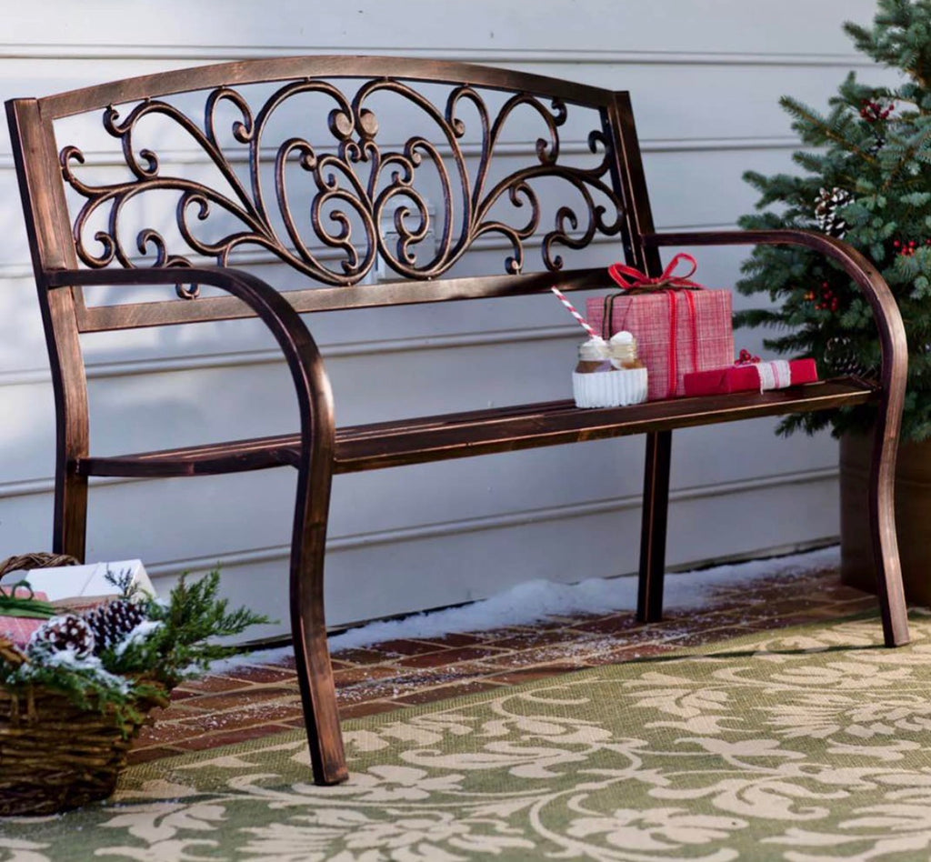 50 in. Blooming Metal Outdoor Garden Bench