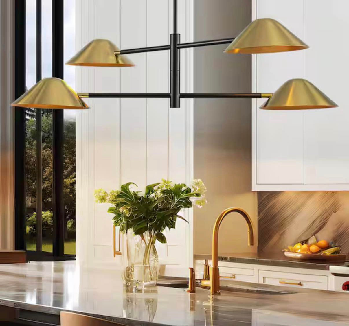 Gainell 4-Light Modern Industrial Gold Linear Sputnik Chandelier