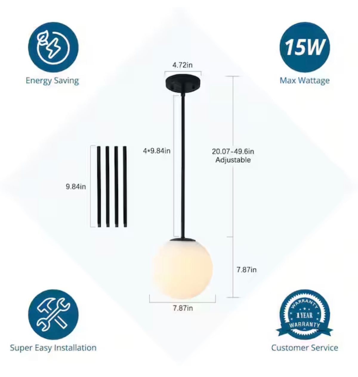 Globe Glass Pendant Light