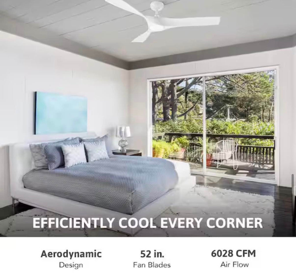 52 in. Smart Indoor White Ceiling Fan with 3000-6500K LED Light